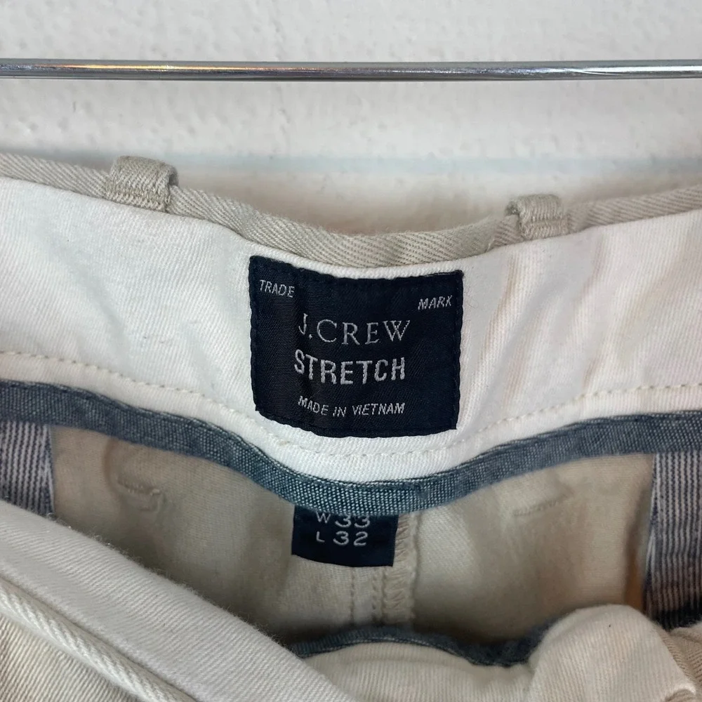 J. Crew Stretch Mens Chino Pants Size 33x32 Beige Casual Trousers‎ Pants E1540